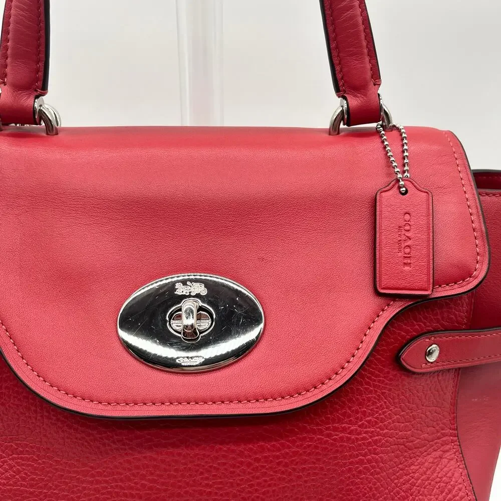 COACH Blake Flap Turnlock Leather Satchel, RETAILS $550 - Picture 4 of 13